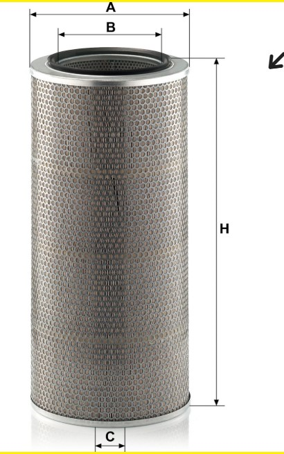HAVA FILTRESI VOLVO F 12  1544428-1660376 A-270mm B-177mm C-10,3 H-580mm